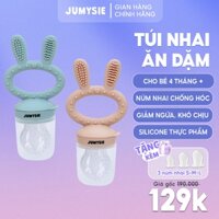 Túi Nhai Ăn Dặm Jumysie Cao Cấp, Núm Nhai Silicone Cho Bé Ăn Hoa Quả Chống Hóc, Tặng Kèm 3 Size Núm