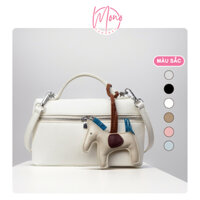 Túi nhỏ đựng hộp cầm tay mùa hè, Túi xách nữ đeo chéo dáng lồng đứng kèm móc khóa cute siêu xinh - MONO M09