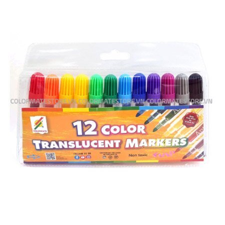 Túi nhựa 12 cây bút lông Translucent Markers