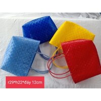 Túi Nhựa Đan Một Màu - Quai xách Bằng Nhựa Trong Suốt Màu Sắc Trẻ Trung - Kích Thước : 29*12*H22cm - Quà Tặng Ý Nghĩa