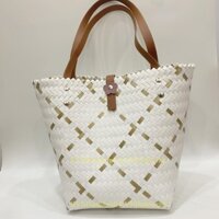 Túi Nhựa Hình Hạt Quai Da,Giỏ Đan Tay, Túi Xách Đan Thủ Công Handmade, Làn Nhựa Đi Chợ, Phối Với Áo Dài, Đầm Đi Biển