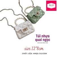 Túi Nhựa Mini Đeo Chéo Quai Ngọc Silicon Nhỏ Xinh