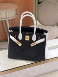 Túi Nữ Cao Cấp Hermes Birkin 30 Togo Ghw Mix 2 Màu Trắng Đen 30cm