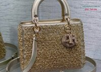 Túi nữ cao cấp thêu hạt cườm vàng Dior Lady D091724 size 24cm