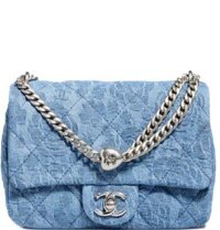 Túi Nữ Chanel Flap Bag Denim Silver Tone Metal 'Blue'