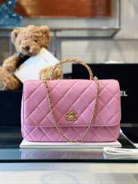 Túi Nữ Chanel Handle Hàng Hiệu Quai Cầu Vồng Cao Màu Hồng 22x21cm
