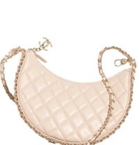 Túi Nữ Chanel Hobo Bag Lambskin Shiny Light Gold Metal 'Ecru'
