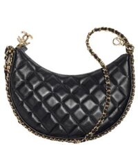 Túi Nữ Chanel Hobo Bag Lambskin Shiny Light Gold Metal 'Black'