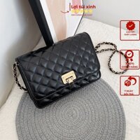 TÚI NỮ ĐEO CHÉO KHOÁ GẬP TRẦN TRÁM SIZE 20 HOT HIT