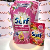 Túi Nước Giặt Surf 7 Trong 1 Hương Nước Hoa Thuần Khiết 2.5kg Tặng Gói Bột Giặt Surf 380g Bảo Vệ Quần Áo Sạch Mới