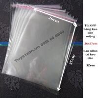 Túi OPP băng keo dán miệng 26x37cm - bao nilon có keo dán 3 Zem