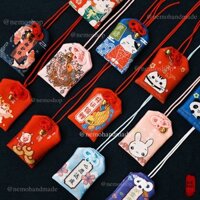 Túi Phước May Mắn Omamori, tặng Túi Bảo Vệ, Đá Ngũ Sắc, Giấy Ghi Điều Ước Lời Chúc, Hoa Oải Hương Nụ Khô - OM12M - Hàng
