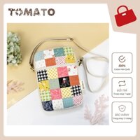 Túi pouch hộp đeo chéo ghép ô vuông độc đáo NELIO thương hiệu TOMATO Handmade