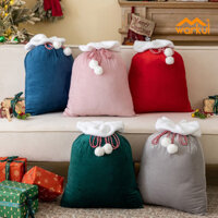 Túi quà Giáng sinh WARKUL Thiết kế khóa màu Túi quà sang trọng Túi đựng ông già Noel lễ hội với dây Pompoms để lưu trữ trang trí tiệc