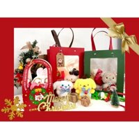 Túi quà tặng Noel - Móc khóa bông Sanrio siêu hot kèm hoa kẹo sticker