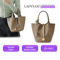Túi Quai Xách Nữ Đeo Chéo Đeo Vai Dáng Xô Buket Da Thật Cao Cấp Size 20 Rộng Rãi LADYSAM LDS2120