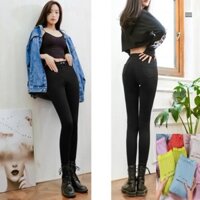 Túi Quần Tregging Nữ Lưng Cao Dáng Dài Thun Ôm Bó Legging Skinny Vải Giữ Nhiệt Màu Đen 286
