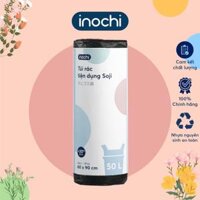 Túi rác tự huỷ sinh học có quai tiện dụng dạng cuộn nhiều màu, nhiều mùi hương dài và dai hơn 20 - Chính hãng inochi. - 1 Cuộn 50L Đen