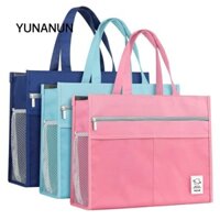Túi sách cầm tay YUNAUN, Túi đựng tranh A3 dung tích lớn, Dây kéo di động dày 8k Túi đựng hồ sơ Đồ dùng văn phòng trường học