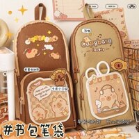 Túi sách Kapibala, hộp bút chì cho học sinh, hộp bút chì cho bé gái, dung tích lớn, hộp văn phòng phẩm dễ thương, túi bút chì, túi văn phòng phẩm 32OF