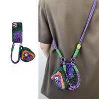 Túi sách mini màu tím dây đeo vai Ốp điện thoại chống rơi phù hợp với Apple 16 15 14 13 12 11 X Pro Max