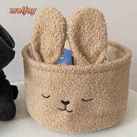 Túi sắp xếp WOLFAY, Giỏ đựng đồ lặt vặt thêu tai thỏ, Hộp đựng đồ chơi sang trọng đa năng mềm mại dễ thương