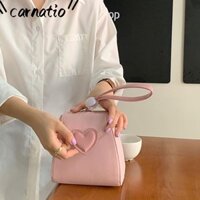 Túi son môi CARNATIO, Túi đeo tay hình trái tim Mini, Túi xách nữ màu hồng chống mài mòn dễ thương