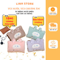 Túi sưởi ấm, túi chườm bụng kinh mẫu vuông dễ thương tặng kèm combo phụ kiện