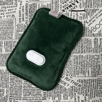 Túi sưởi/túi chườm đau bụng kinh 5 lớp vỏ nhung xanh sạc chống cháy (mẫu tự bơm nước)