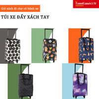 Túi tạp hóa có thể gập lại Chống Thấm Nước Có Bánh Xe Đẩy Tiện Lợi,Giỏ đi chợ có bánh xe kéo,Túi xách kéo - gấp gọn