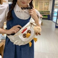 Túi thắt lưng gà UUMIR, Túi vải hoạt hình thông thường, Túi đi học dành cho học sinh Túi đeo chéo cặp đôi dễ thương
