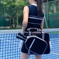 Túi thể thao chất liệu lặn mới 2025 có ngăn giày - Giá đỡ vợt Tennis / bóng bàn cầm tay & đeo chéo, sức chứa lớn cho các hoạt động ngoài trời (Đen / Trắng / Xanh)