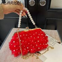 Túi tiệc dạ hội ALARION, Túi xách dây chuyền hoa hồng thanh lịch, Dây chuyền kim loại Mini Ly hợp nhỏ Túi xách đeo chéo Túi đeo vai dự tiệc