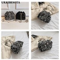 Túi tiệc tối URKIBESOTA, Túi đeo vai Sequin dây chuyền quà tặng, Túi xô xích