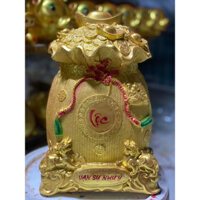 Túi tiền chiêu tài lộc, hũ vàng Tài Lộc Phong Thuỷ cao 33cm
