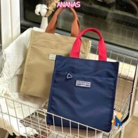 Túi Tote ANANAS, Túi Hộp Cơm Trưa Màu Trơn Dung Tích Lớn, Vải Thời Trang Có Dây Kéo Túi Xách Nhiều Túi Đi Học