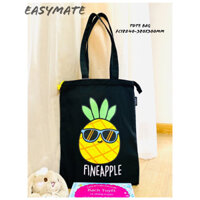 Túi Tote Bag vải Canvas có khoá kéo kích thước tiêu chuẩnđi học thêm đi chơi thương hiệu Easymate