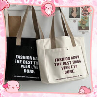 Túi tote Big Trend fashion đeo vai vải canvas phong cách Vintage Hàn Quốc đi học, đi làm, đi chơi