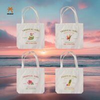 Túi tote canvas 2 mặt màu mộc Tropical | Holiday Vietnam