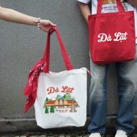 Túi tote canvas du lịch 2 mặt 63 tỉnh thành màu trắng | BST Du lịch Việt Nam | Holiday Vietnam