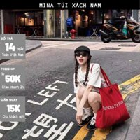 Túi tote canvas màu đỏ đeo vai thời trang, túi du lịch bằng vải đựng đồ tiện lợi mix match red collection MINA