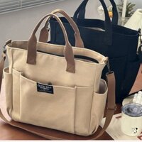 Túi Tote Canvas Mommy, Túi Trăm Học Sinh Dung Tích Lớn, Túi Đi Lại Hàn Quốc, Túi Vải Đeo Ngang