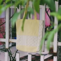 Túi tote canvas vải ghép quilts/patchwork tone màu vàng (Hoa Hoè Handmade)