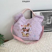 Túi Tote CHLOCH, Túi Đeo Vai Thêu Màu Kem, Túi Xách Puppy Phong Cách Hàn Quốc Dung Tích Lớn