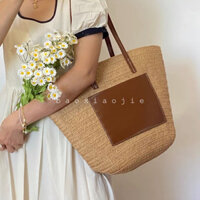 Túi tote cói big size phối da
