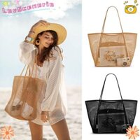 Túi Tote đi biển bằng lưới LUVSCENARIO, Túi xách đeo vai thông thường dung tích lớn, Túi đựng hồ bơi Nylon thời trang dành cho nữ