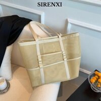 Túi Tote đi biển SIRENXI, Túi bơi du lịch lưới có thể gập lại, Túi đựng đồ vệ sinh dung tích lớn chống nước nhiều túi