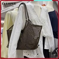 Túi Tote du lịch EYEHPEE, Túi đi biển lưới dung tích lớn bằng da PU, Thời trang có khóa Túi hành lý rỗng Thiết kế sang trọng