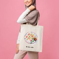 Túi tote Du lịch vải canvas – Bò Bía Mặn – Túi Quà Tặng Lưu Niệm