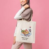 Túi tote Du lịch vải canvas – Hoành Thánh Mì Xá Xíu – Túi Quà Tặng Lưu Niệm